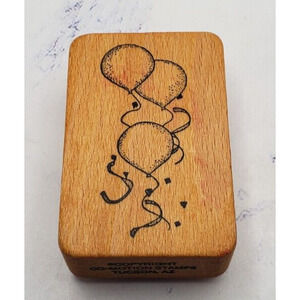 Comotion Party Balloon Wood Mounted Rubber Stamp Wood